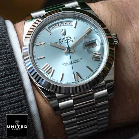 rolex day-date 40 presidential ice blue replica|rolex day date diamond bracelet.